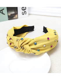 Fashion Yellow Cloth Knotted Color Diamond Headband