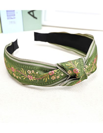 Fashion Grass Green Floral Wide-brimmed Headband
