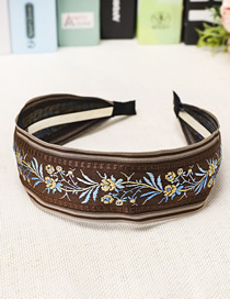 Fashion Brown Embroidered Flower Headband