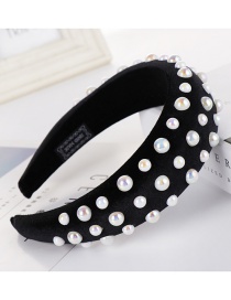 Fashion Black Brightness Pearl Sponge Beads Headband