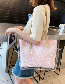 Fashion Pink Pvc Woven Shoulder Transparent Mother Bag