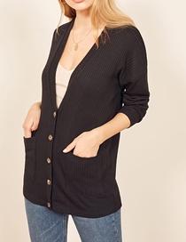 Fashion Black Sunscreen Single-breasted Knit Cardigan