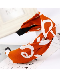 Fashion Orange Wide-brimmed Cross-knit Printed Letter Knotted Hair Band