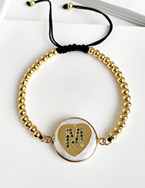 Fashion Mgold Copper Inlaid Zircon Shell Beaded Alphabet Stud Bracelet