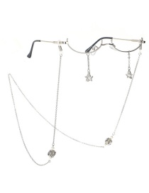 Fashion Silver Set Star Zircon Lensless Glasses Frame