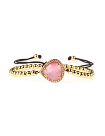 Fashion Gold Imitation Opal Droplet Crystal Solid Copper Gold Bead Braided Bracelet