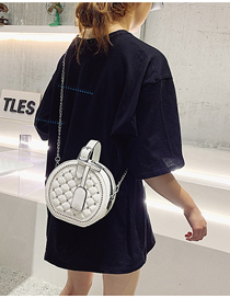 Fashion White Rhombic Rivet Portable Slung Shoulder Bag