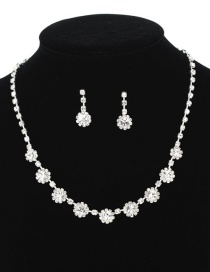 Fashion White Flower-shaped Diamond Stud Earrings Set