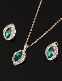 Fashion Green Necklace Earrings Set