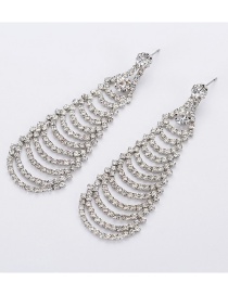 Fashion Silver Studded Tassel Earrings
