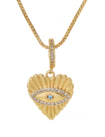 Fashion Gold Copper Inlay Zircon Love Eye Necklace