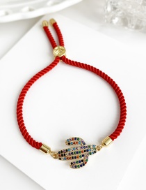 Fashion Red Copper Inlaid Zircon Braided Rope Cactus Bracelet