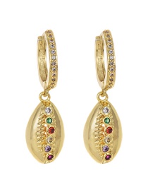 Fashion Gold Copper Inlaid Zircon Shell Earrings