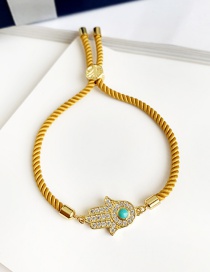 Fashion Ginger Yellow Copper Inlaid Zircon Braided Rope Palm Bracelet