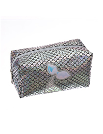 Fashion Fish Tail Silver Mermaid Laser Embroidered Cosmetic Bag