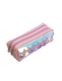 Fashion Pink Scales Double Zipper Fringed Scales Laser Clutch