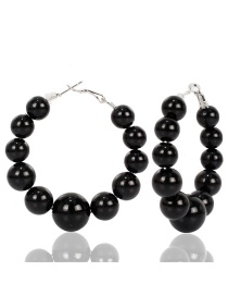Fashion Black Big Circle Imitation Pearl Earrings