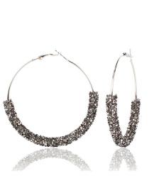 Fashion Half Circle Gray Alloy Diamond Earrings