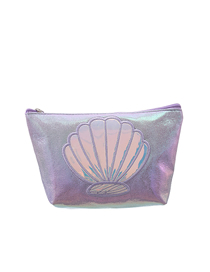 Fashion Violet Pu Laser Mermaid Embroidered Pencil Case