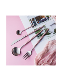 Fashion Powder Silver 4 Piece Set 304 Stainless Steel Knife And Fork Spoon Brushed Tableware Three-piece Suit