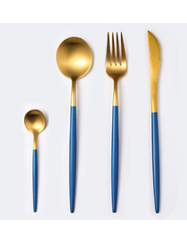 Fashion Blue Gold 4 Piece Set (cutlery Spoon + Coffee Spoon) 304 Stainless Steel Cutlery Cutlery Set
