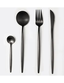 Fashion All Black 4 Piece Set (cutlery Spoon + Coffee Spoon) 304 Stainless Steel Cutlery Cutlery Set