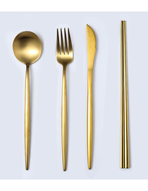 Fashion 4 Sets Of Gold (cutlery Spoon + Chopsticks) 304 Stainless Steel Cutlery Cutlery Set