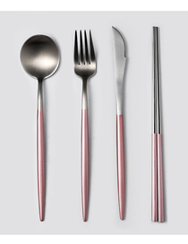 Fashion Powder Silver 4 Piece Set (cutlery Spoon + Chopsticks) 304 Stainless Steel Cutlery Cutlery Set