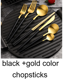 Fashion Black Gold Chopsticks 304 Stainless Steel Cutlery