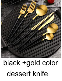 Fashion Black Gold Dessert Knife 304 Stainless Steel Cutlery