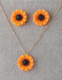 Fashion 18mm Orange Sun Flower Stud Earrings Set