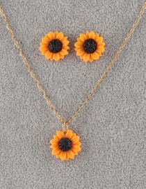Fashion 15mm Orange Sun Flower Stud Earrings Set