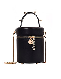 Fashion Black Studded Messenger Bag