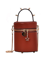 Fashion Brown Studded Messenger Bag