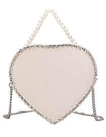 Fashion White Trumpet Heart-chain Single Shoulder Messenger Bag