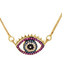 Fashion Gold Copper Inlay Zircon Eye Necklace