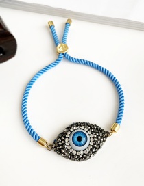 Fashion Blue Copper Inlaid Zircon Braided Rope Eye Bracelet