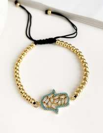Fashion Gold Copper Inlaid Zircon Beaded Palm Bracelet