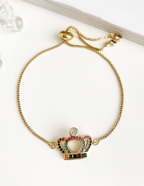 Fashion Gold Copper Inlay Zircon Crown Bracelet
