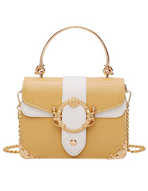 Fashion Large Yellow Chain Contrast Color Shoulder Messenger Bag