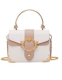 Fashion Large White Chain Contrast Color Shoulder Messenger Bag