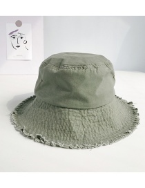 Fashion Solid Color Wide Raw Edge Army Green Frayed Folding Cap