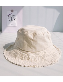 Fashion Solid Color Wide Raw Edge Beige Frayed Folding Cap