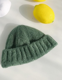 Fashion Thick Side Short Dark Green Wool Knit Parent-child Melon Cap
