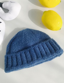 Fashion Thick Side Short Blue Wool Knit Parent-child Melon Cap