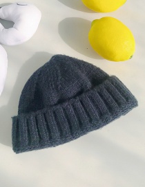 Fashion Thick Strips: Short Navy Wool Knit Parent-child Melon Cap