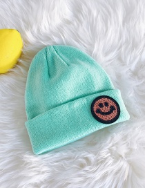 Fashion Smiley Mint Green Knitted Wool Sequin Cap