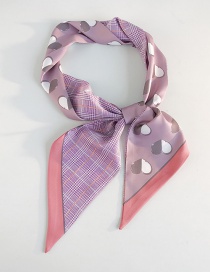 Fashion Two-color Love Houndstooth Gray Purple Wide Strip Double Sided Small Scarf