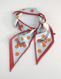 Fashion Butterfly Big Dots Light Blue Orange Dots Printed Butterfly Scarf