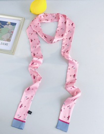 Fashion Boat Pink Slender Strip Print Silk Scarf 190cm